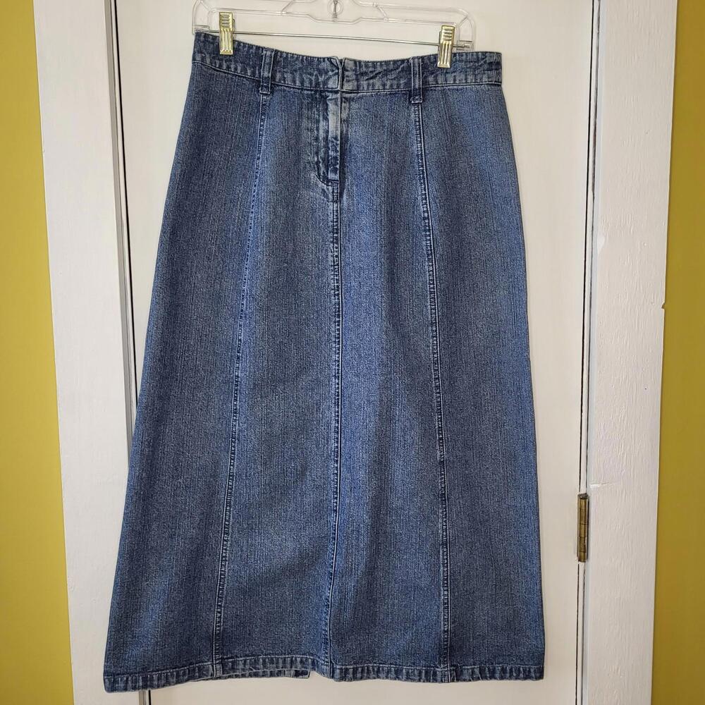 Christopher Banks denim skirt 6 long A-line silhouette medium wash zipper